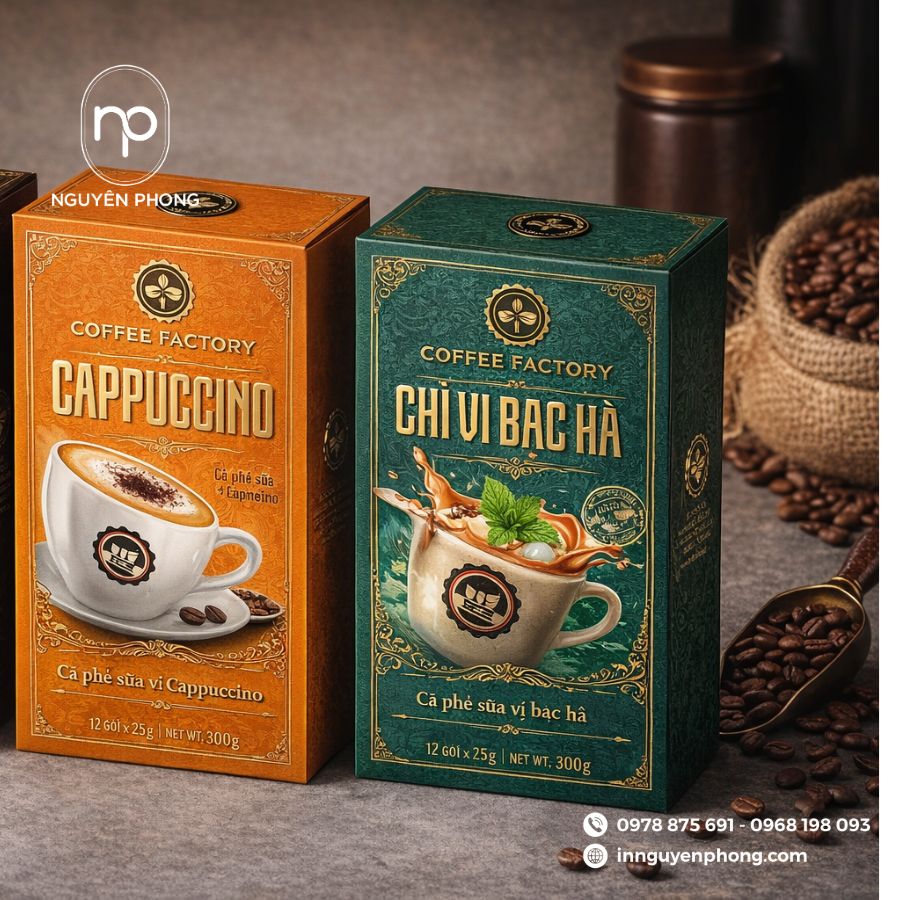 Mẫu hộp giấy sang trọng đựng cafe